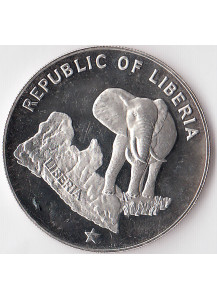 LIBERIA 5 Dollari 1973 Argento Q/Fdc